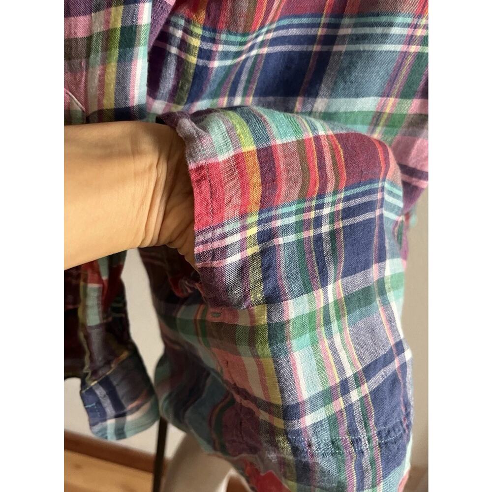 Polo Ralph Lauren Linen Madras Plaid Tunic Shirt Dress Cover Up Size 4 Coastal - Picture 8 of 16